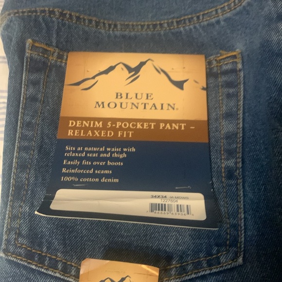 BLUE MOUNTAIN DEMIN 5-POCKET RELAXED FIT JEANS: 34. X. 34. NWT - Picture 3 of 9